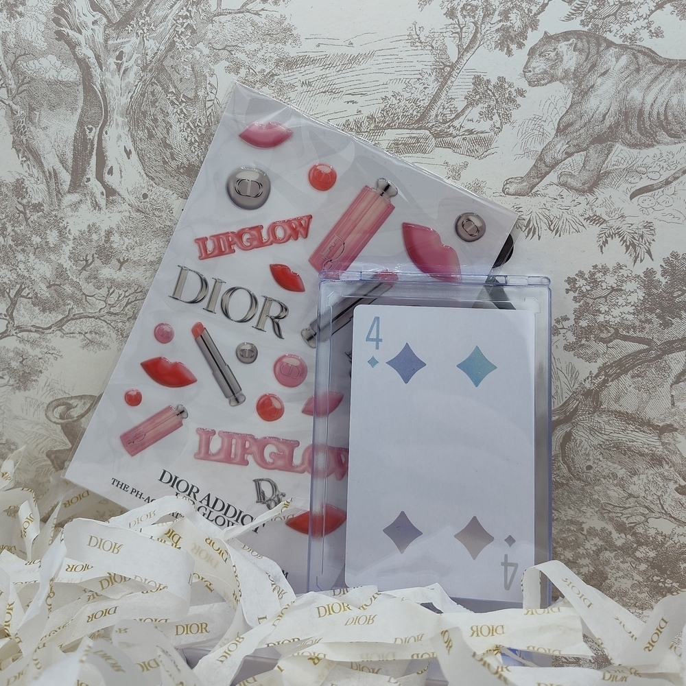 Lucky in Dior Lip Glow Stickers, 4 of Diamonds Limited Edition Playing Card